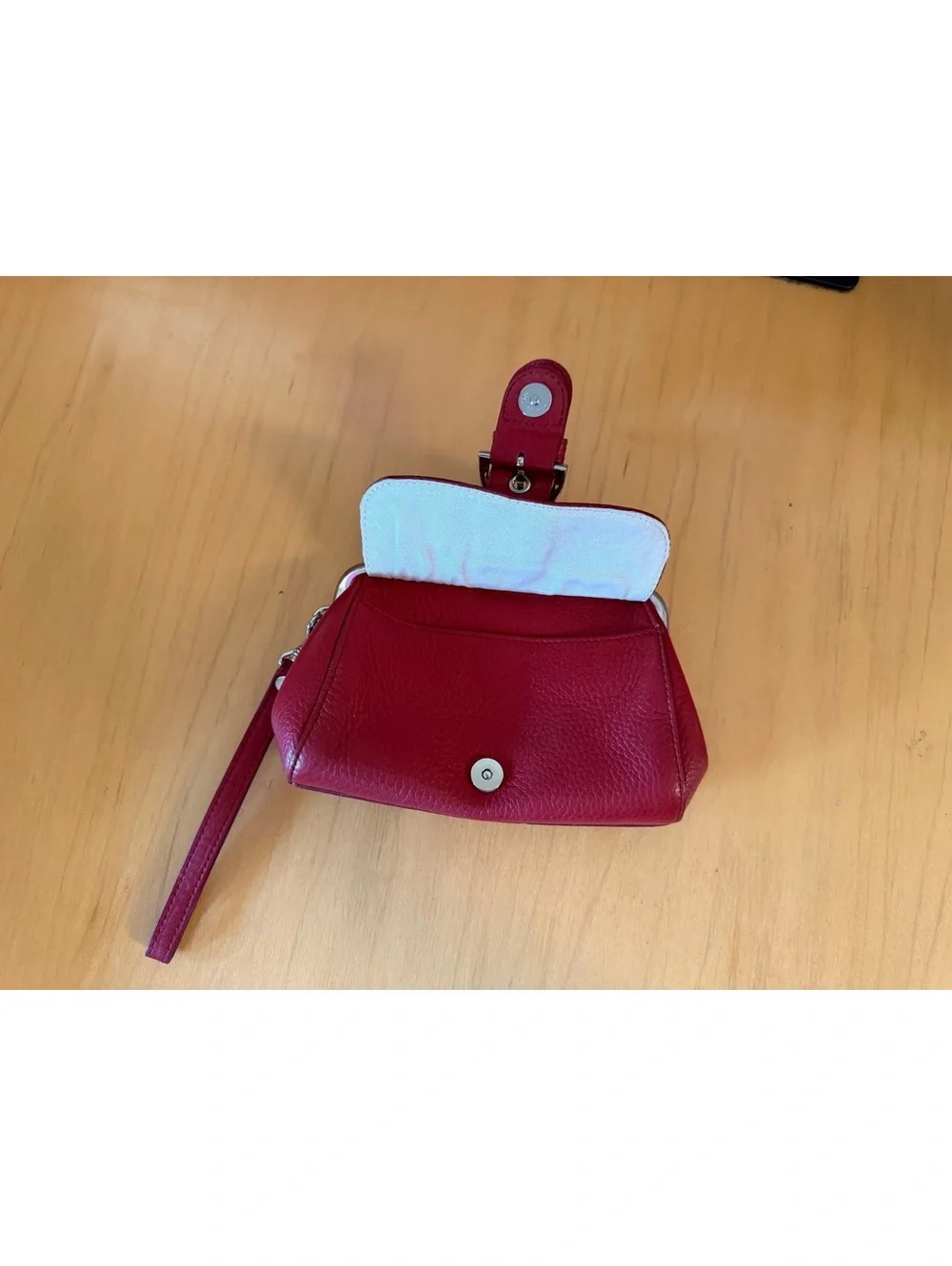 Talbots red leather wristlet